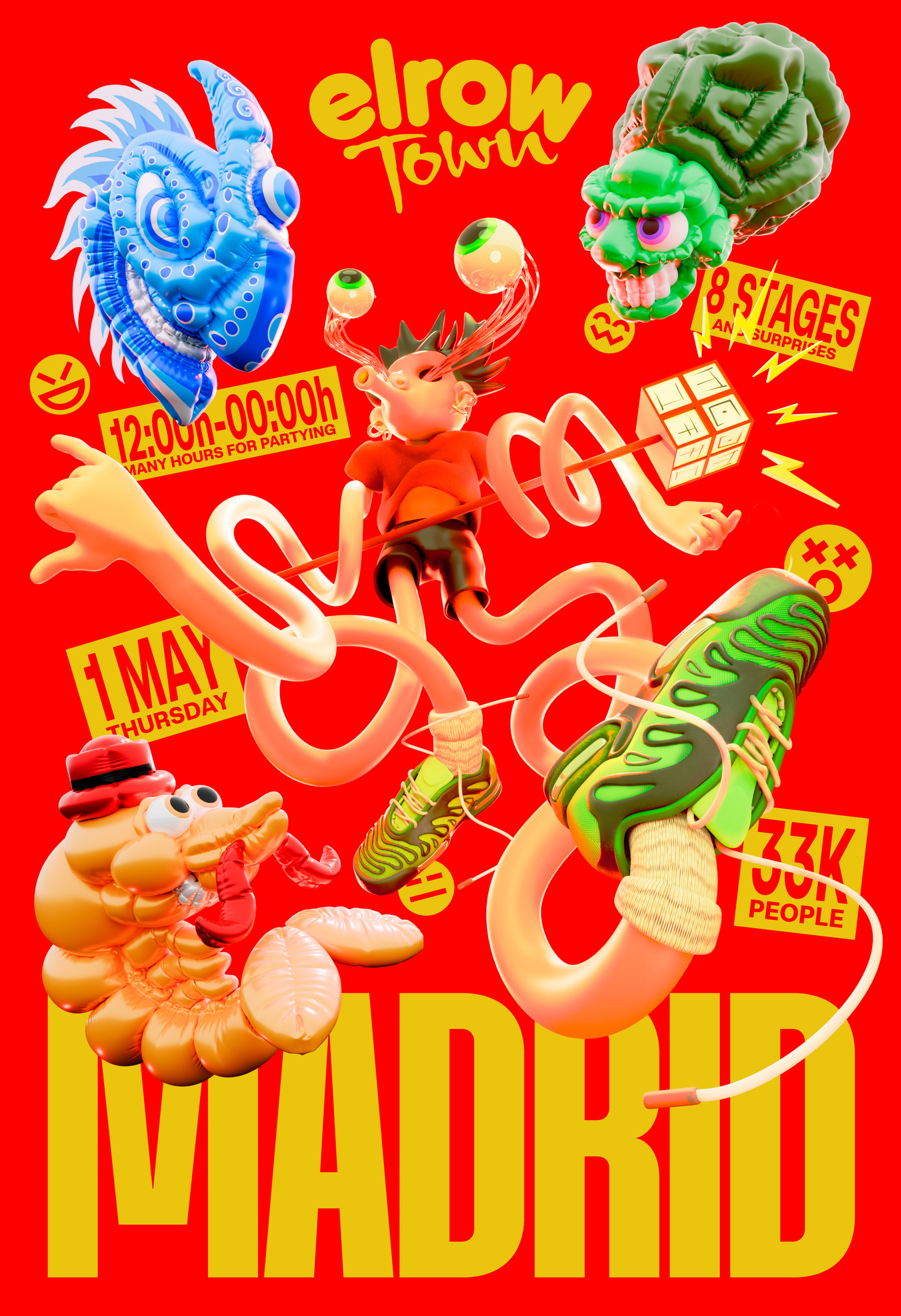 Elrow Town 2024 — graphic concept by Panedas Studio